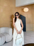 Ladies Asymmetrical Sleeves Back Tie Tops Witj A-Line Skirts